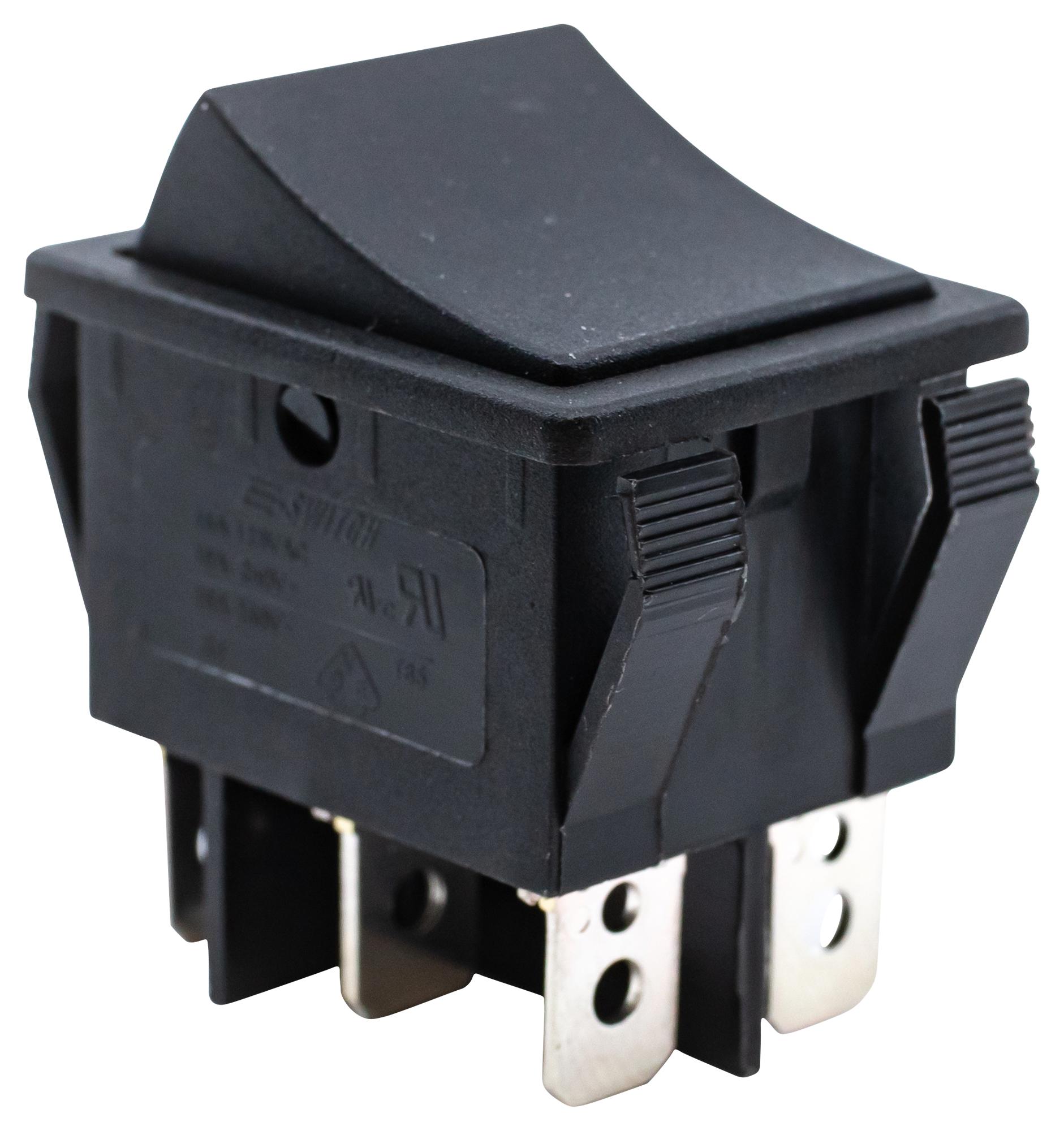 E-Switch R5Dblkblkef0 Rocker Switch, Dpdt, 15A, 125Vac, Panel