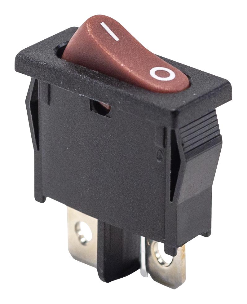 E-Switch R6Ablkredff Rocker Switch, Spst, 10A, 125V, Panel