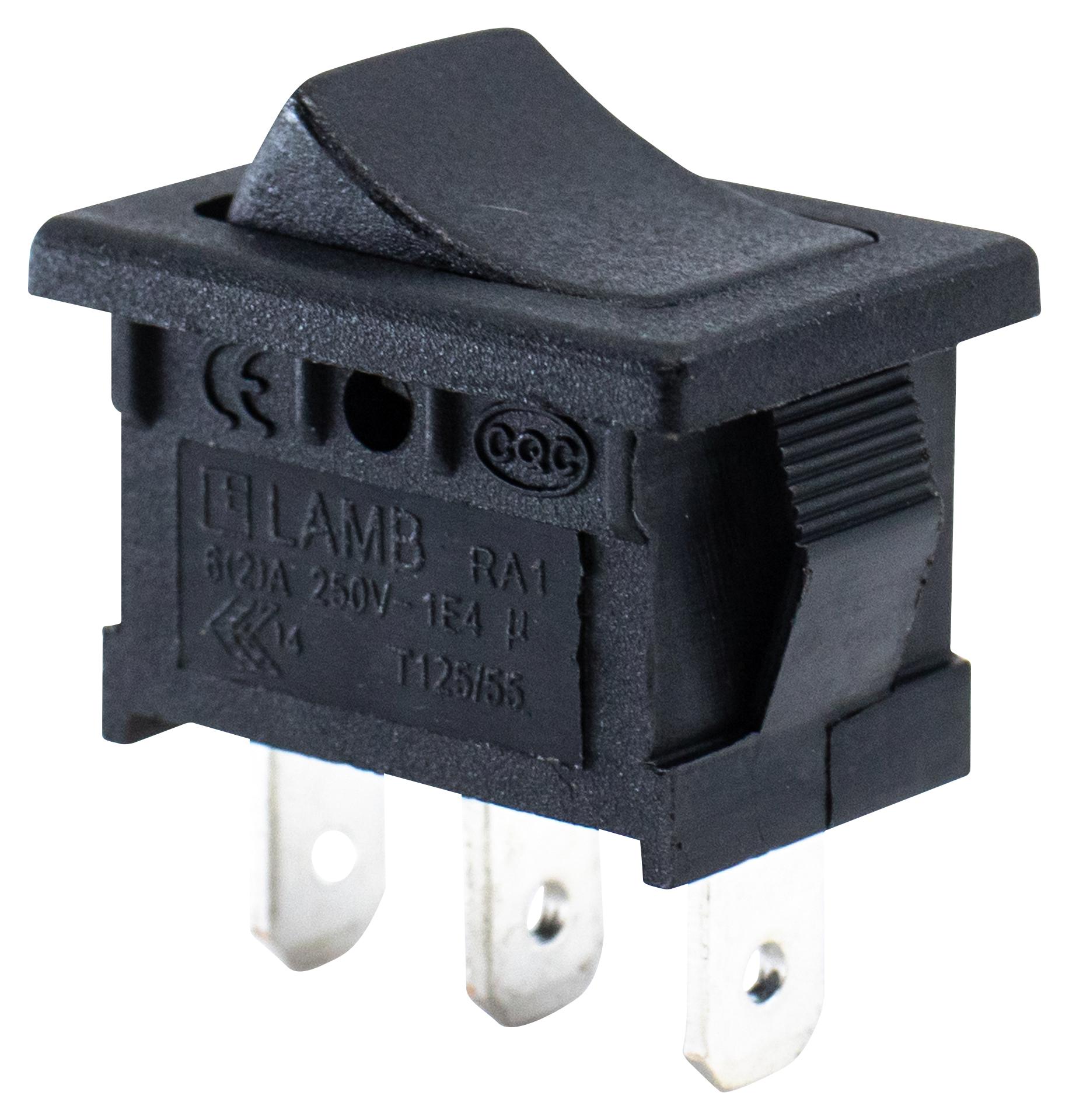 E-Switch Ra11531100 Rocker Switch, Spdt, 11A, 125Vac, Panel