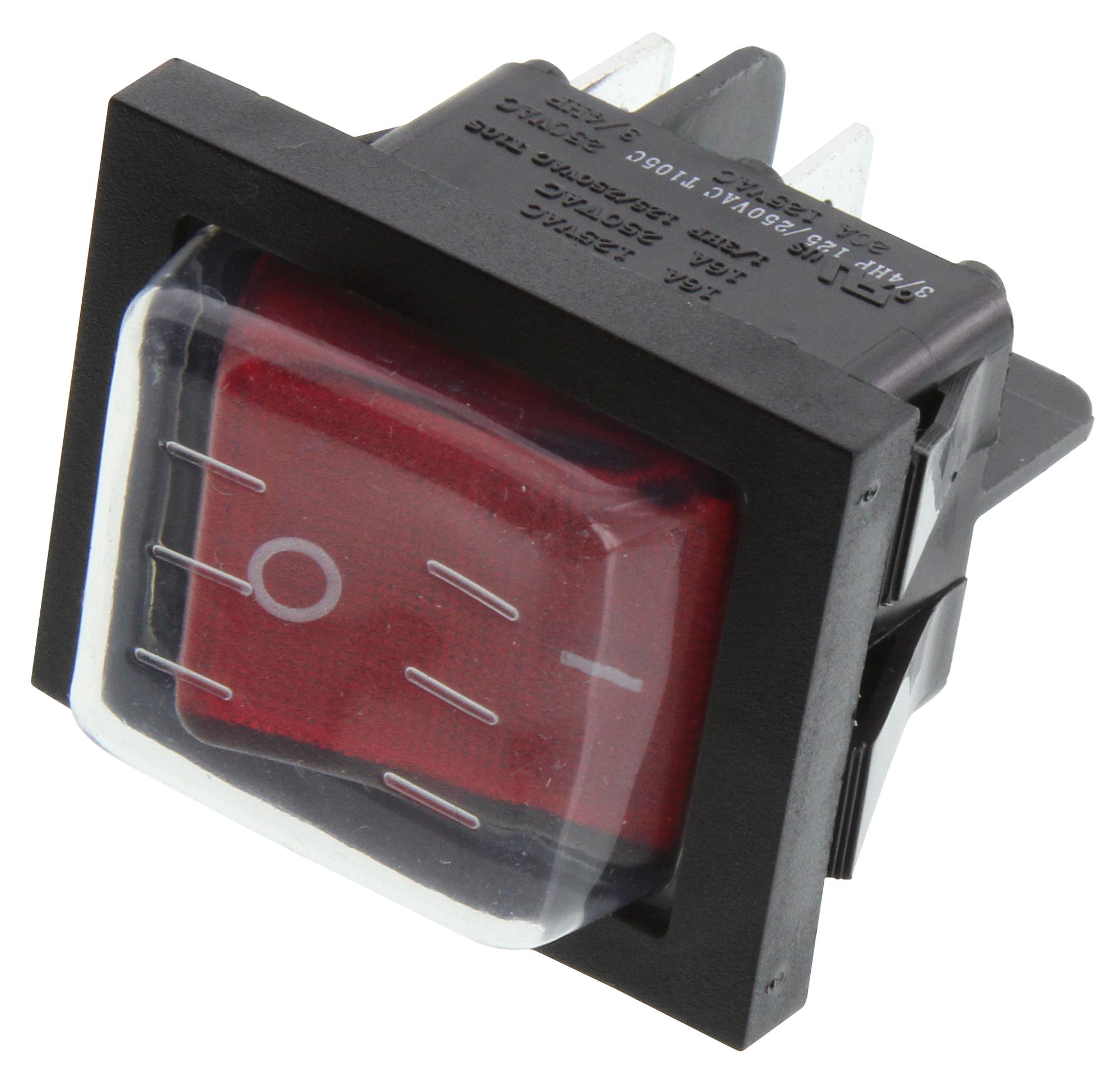 E-Switch Rb242D1021-117/acc-F02-1 Rocker Switch, Dpst, 20A, 125Vac, Panel