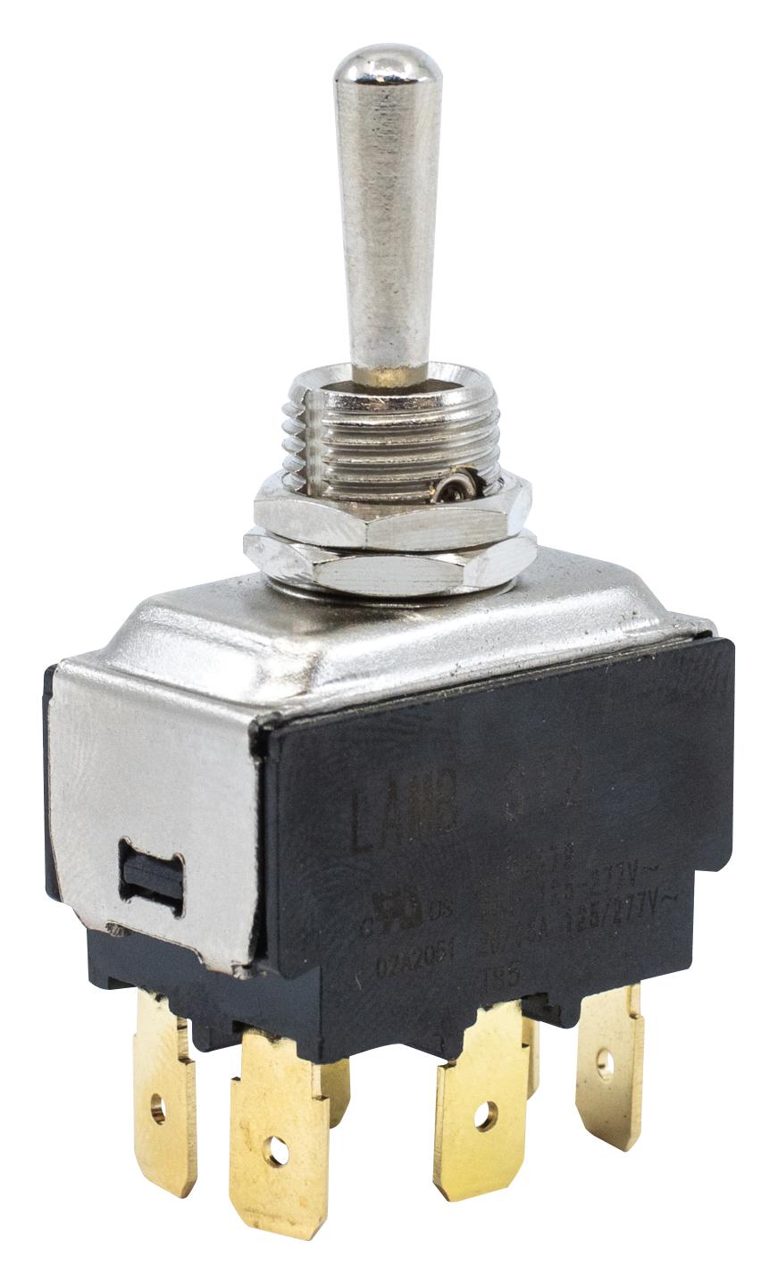 E-Switch St246D00 Toggle Switch, Dpdt, 20A, 125Vac, Panel