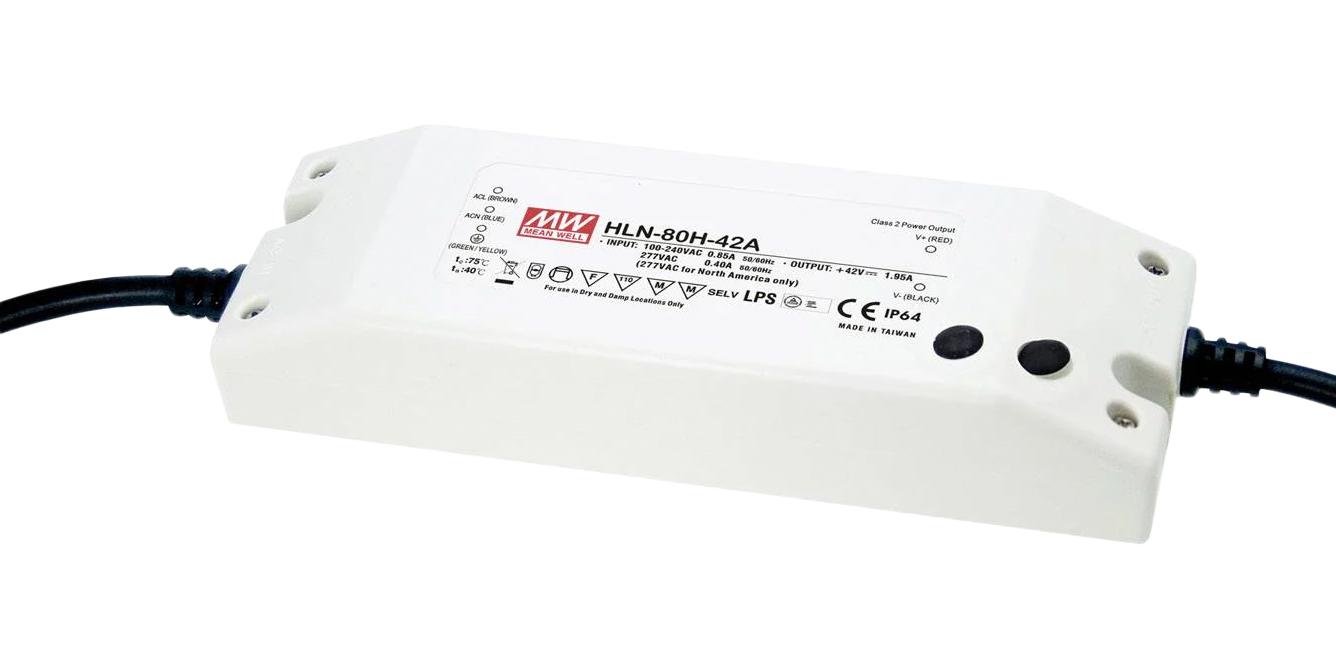 MEAN WELL Hln-80H-24A Led Driver, Constant Current/volt, 81.6W