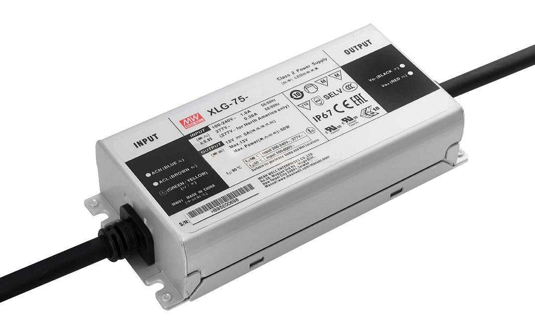 MEAN WELL Xlg-75-H-Da2 Led Driver, Constant Power, 75.6W