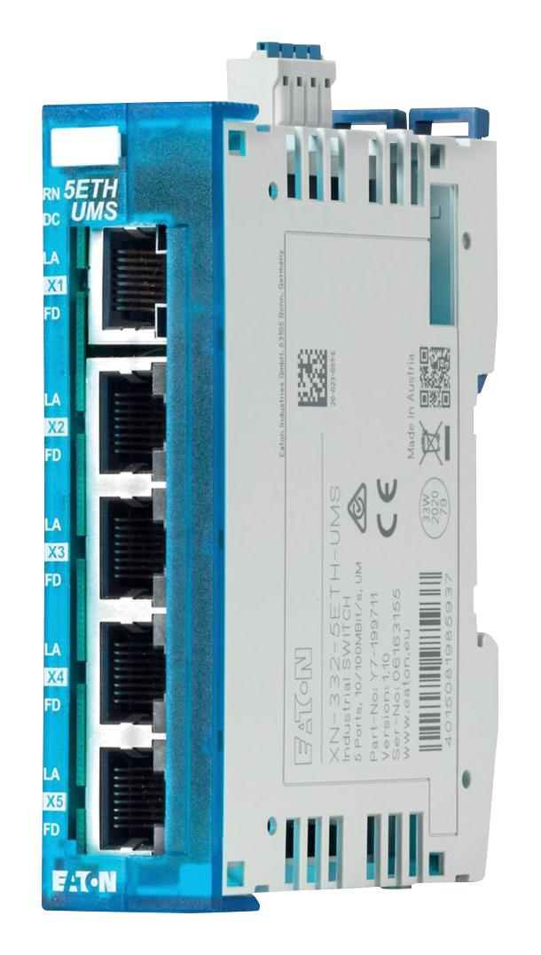 Eaton Moeller Xn-332-5Eth-Ums Ethernet Switch, 5 Port, Rj45, Din Rail