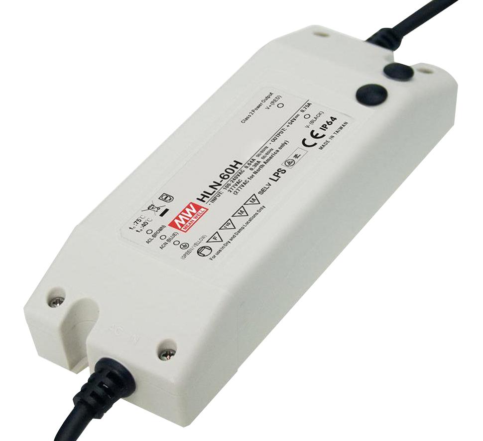 MEAN WELL Hln-60H-54B Led Driver, Constant Current/volt, 62.1W