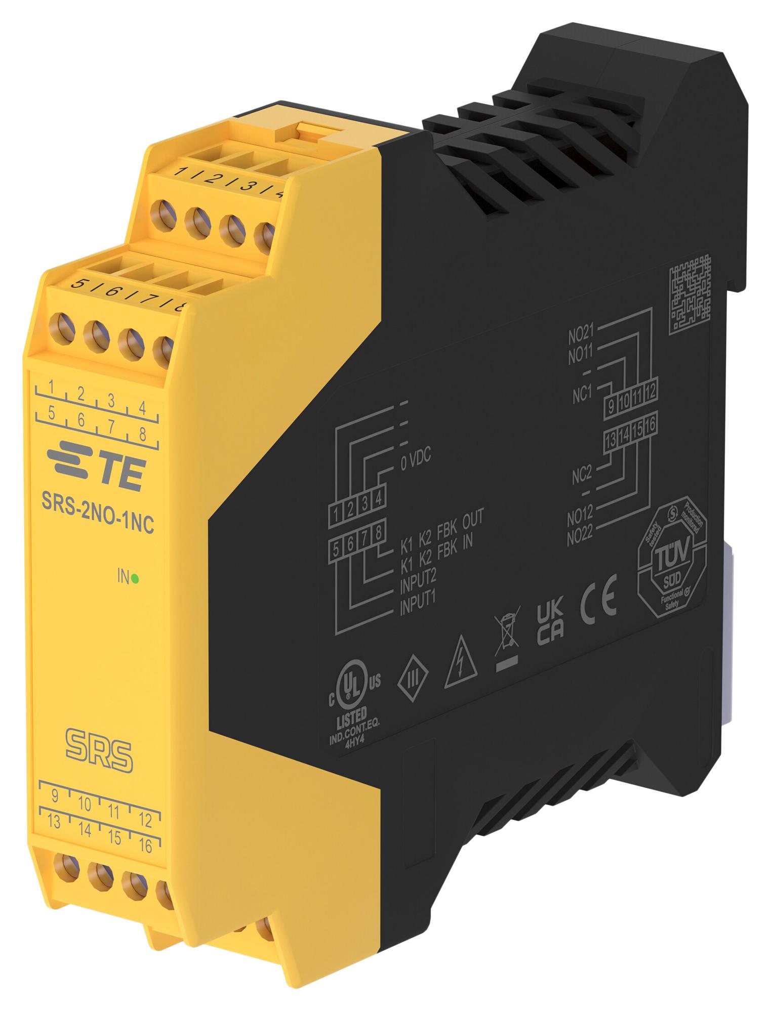 Te Connectivity Srs-2No-1Nc Safety Relay, Dpst-No, Spst-Nc, 24Vdc/6A