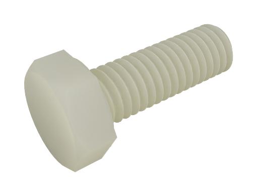 TR Fastenings Rp0000381156 Screw, Hex Head, M6X1, 30mm, Nylon 6.6