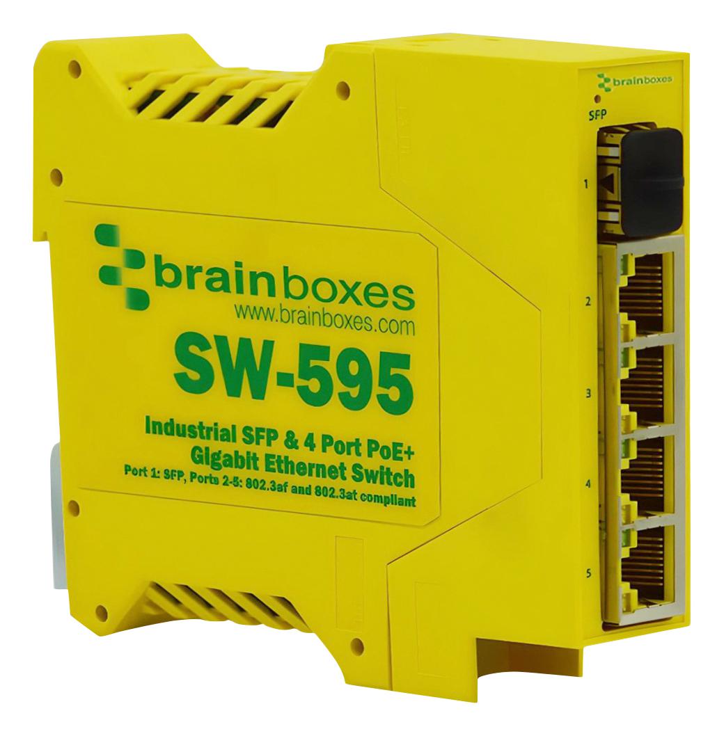 Brainboxes Sw-595 Enet Sw, Rj45X4, Sfpx1, 10/100Mbps/1Gbps