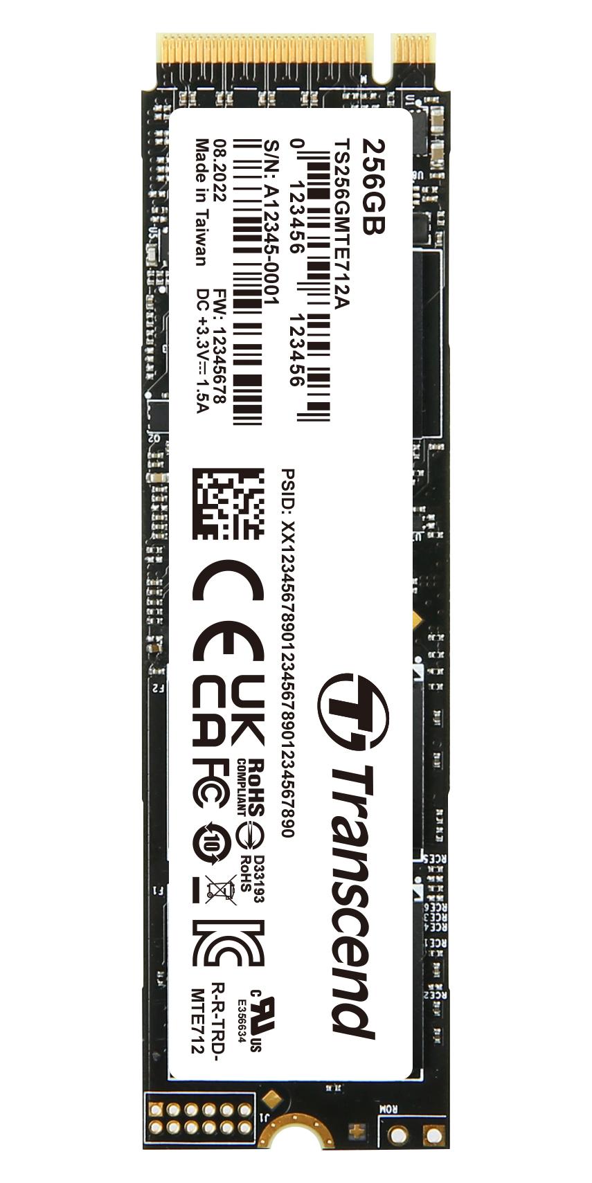 Transcend Ts256Gmte712A Ssd, Pcle/nvme, 3D Nand, 256Gb