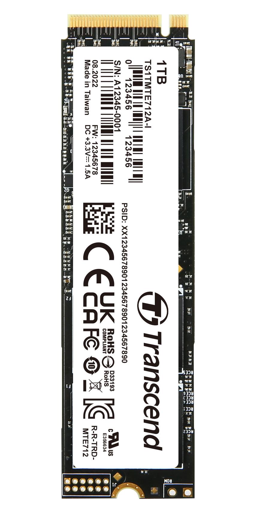 Transcend Ts1Tmte712A-I Ssd, Pcle/nvme, 3D Nand, 1Tb