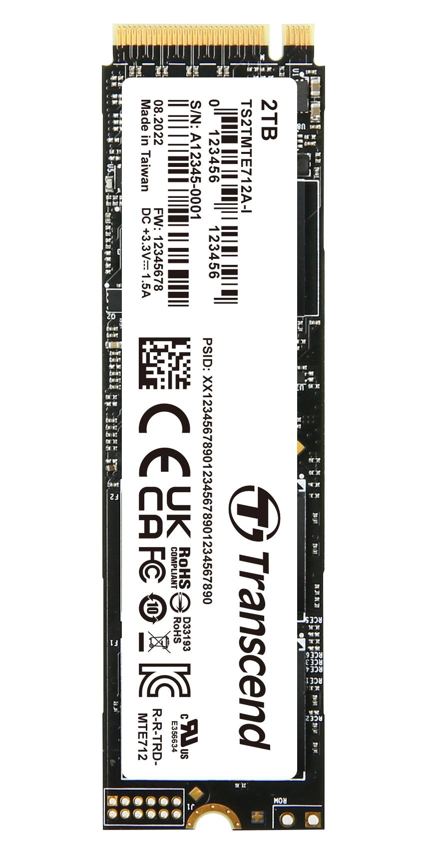 Transcend Ts2Tmte712A-I Ssd, Pcle/nvme, 3D Nand, 2Tb