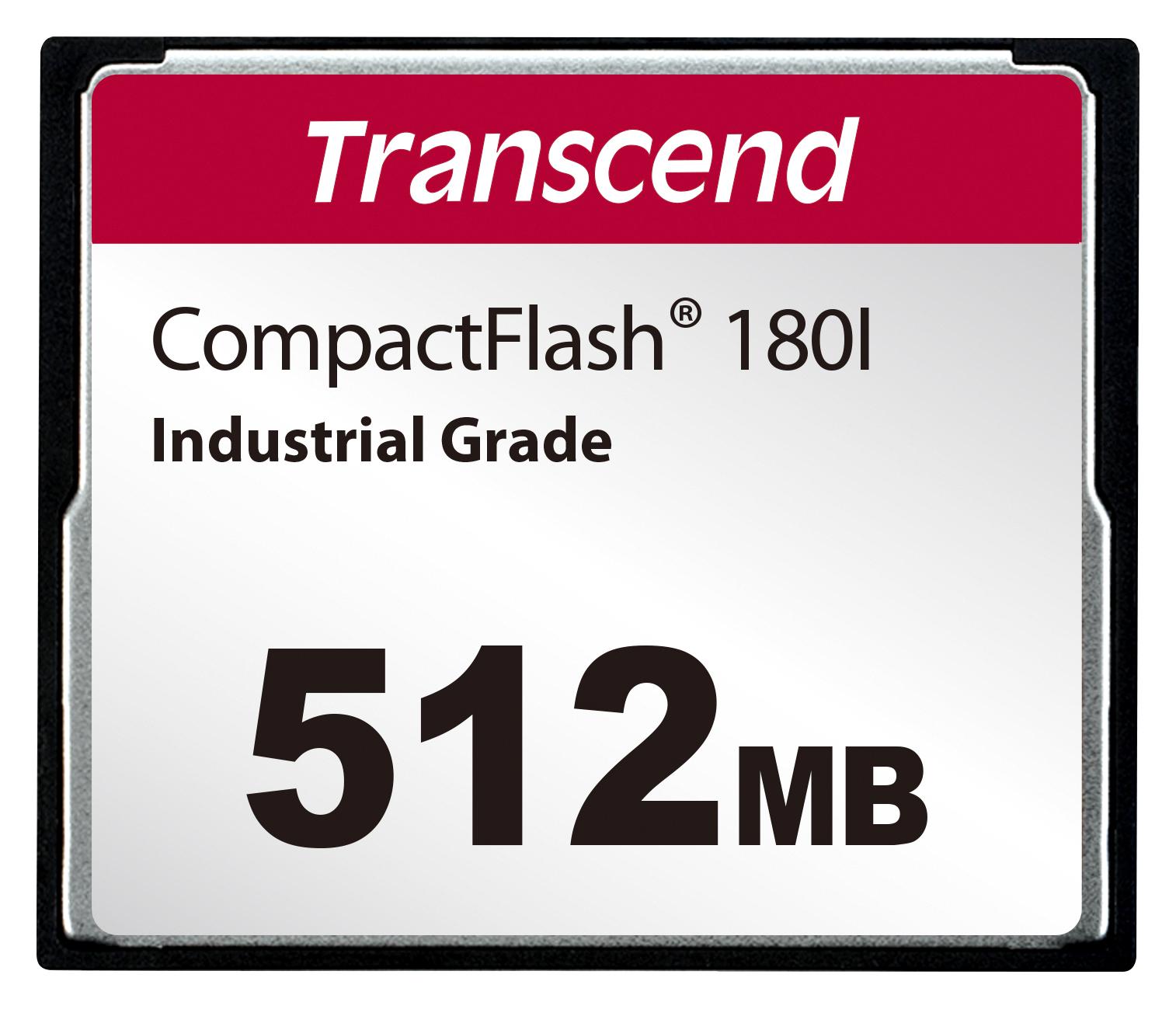 Transcend Ts512Mcf180I Compact Flash Card, 512Mb, Mlc Nand, Slc