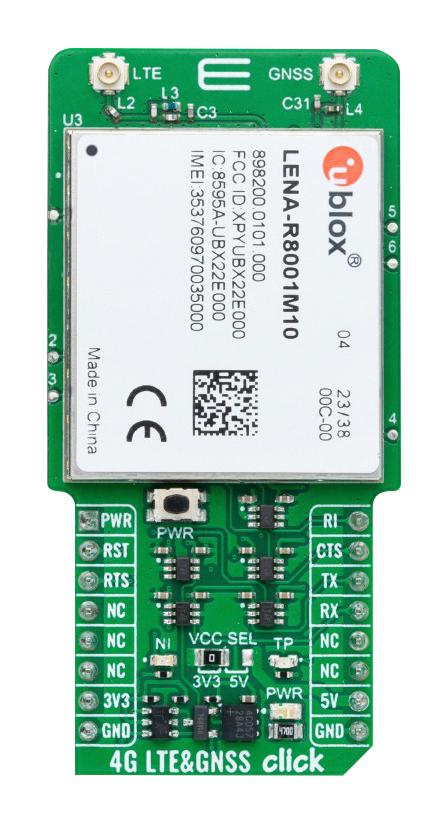 MikroElektronika Mikroe-5890 4G Lte And Gnss Click Add-On Brd, 3.3/5V