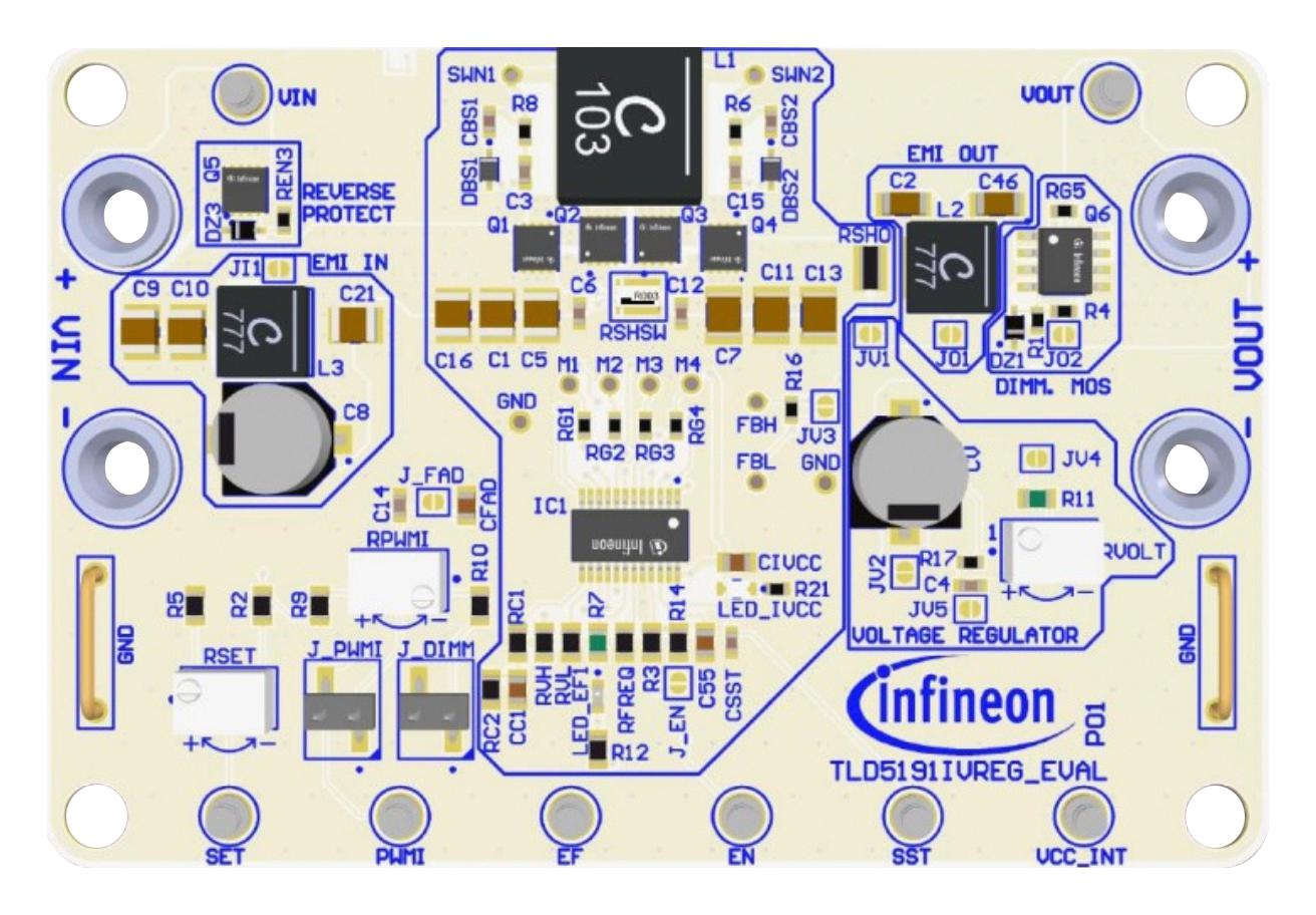 Infineon Tld5191Ivregevaltobo1 Evaluation Board, Buck-Boost, 47V, 6A