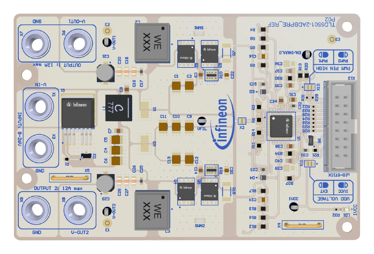 Infineon Tld55012Adbprereftobo1 Ref Design Board, Buck Dc-Dc Controller