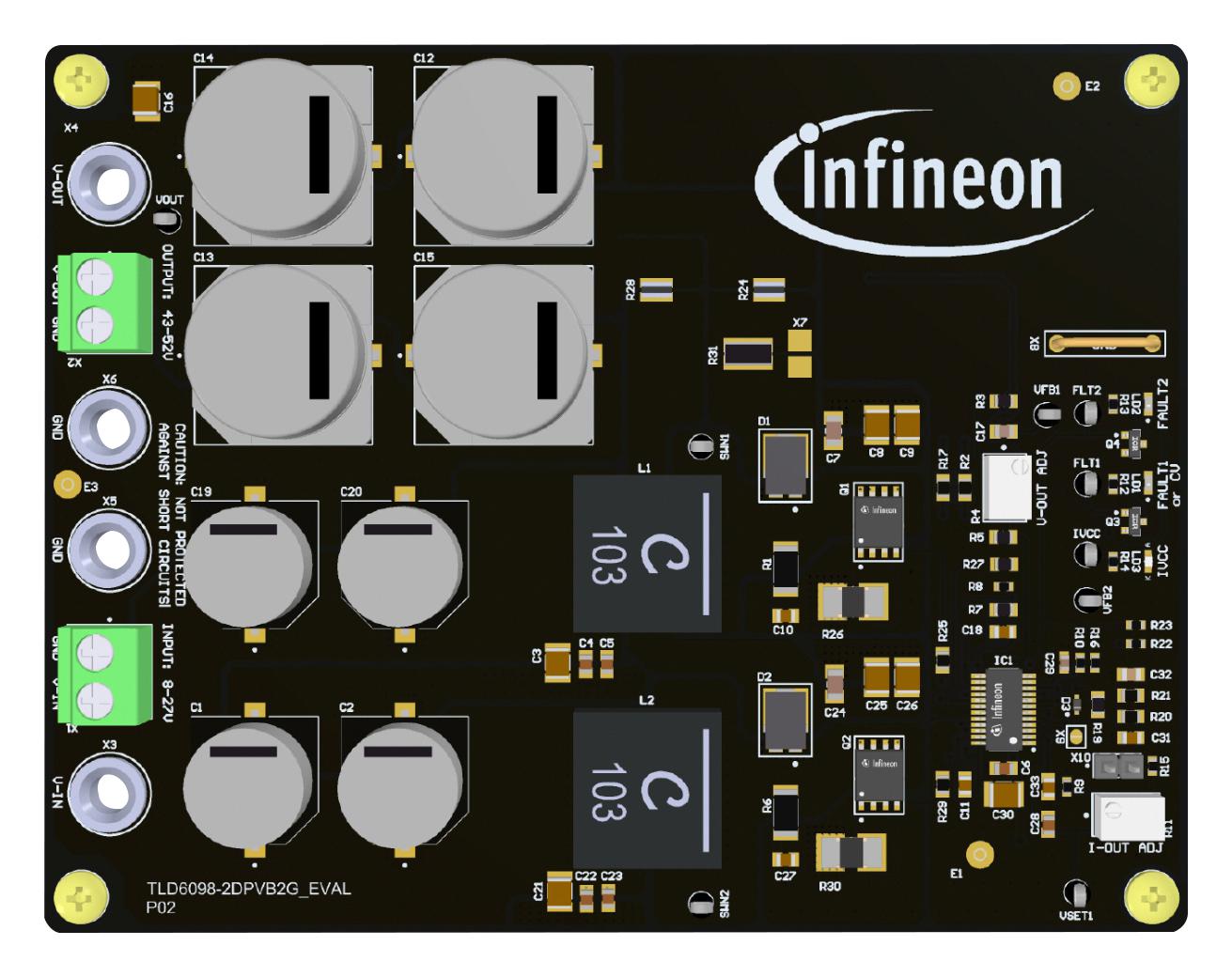 Infineon Tld60982Dpvb2Gevaltobo1 Evaluation Board, Boost, 52V, 7A