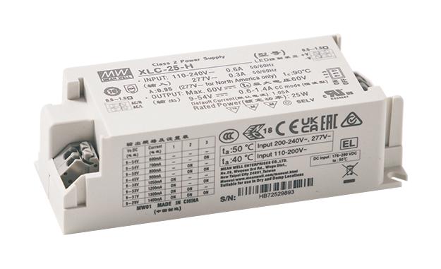 MEAN WELL Xlc-25-H Led Driver, Constant Power, 25W