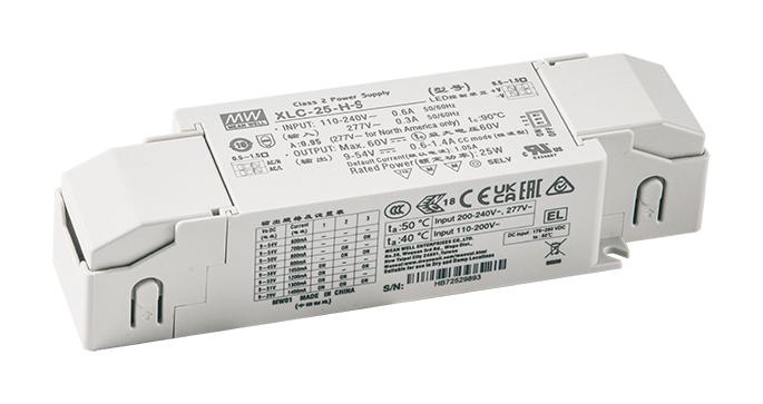 MEAN WELL Xlc-25-H-S Led Driver, Constant Power, 25W