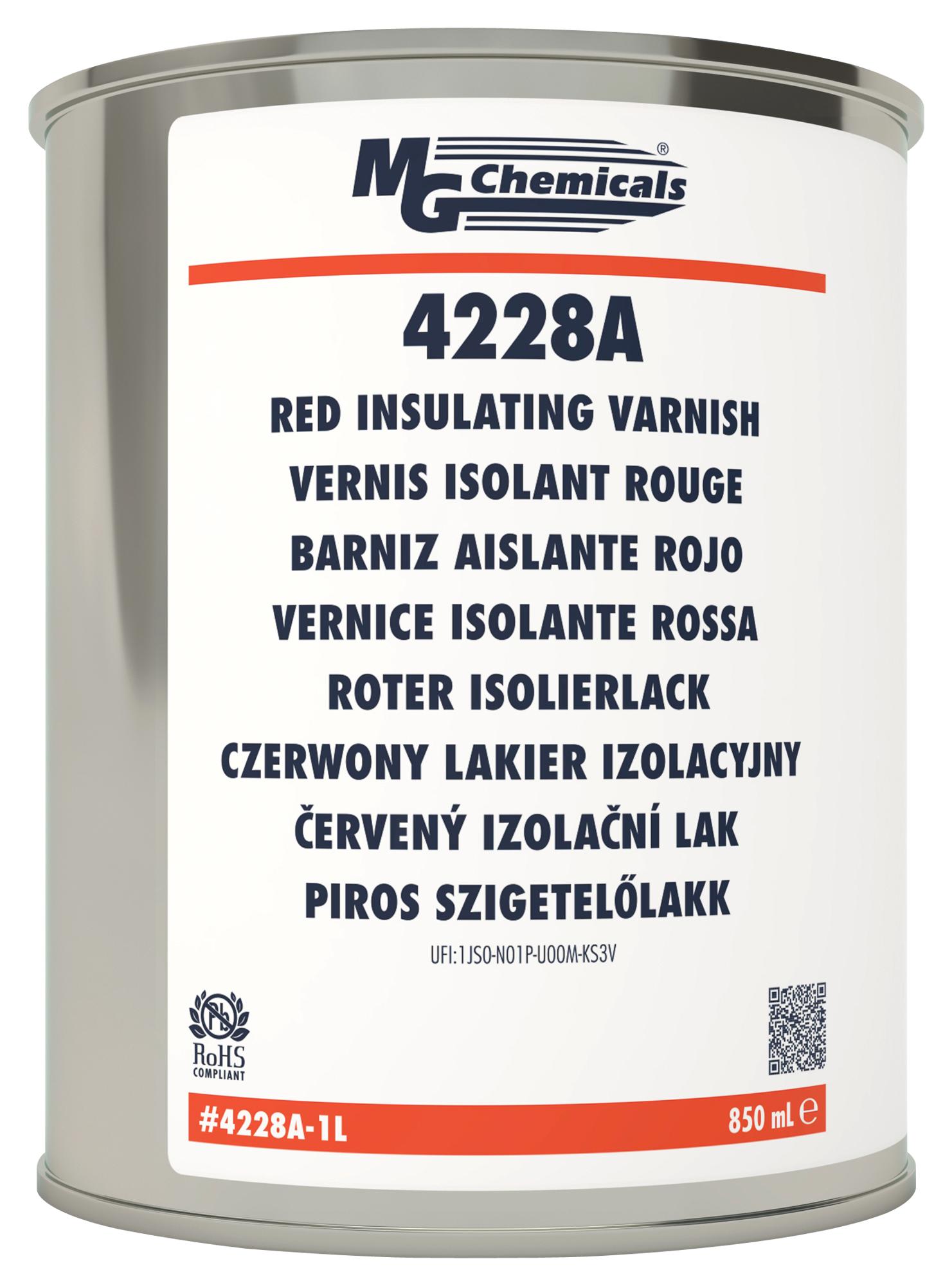 MG Chemicals 4228A-4L Red Insulating Varnish, Can, 3.6L