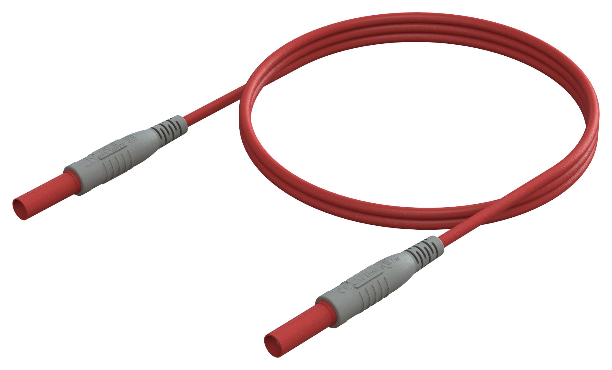 Cal Test Electronics Ct3751-200-2 Shrouded 4mm Banana Plug-Plug, Red, 2M