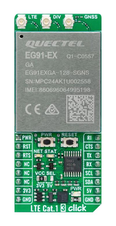 MikroElektronika Mikroe-6152 Lte Cat.1 3 Click Add-On Brd, I2C, Uart