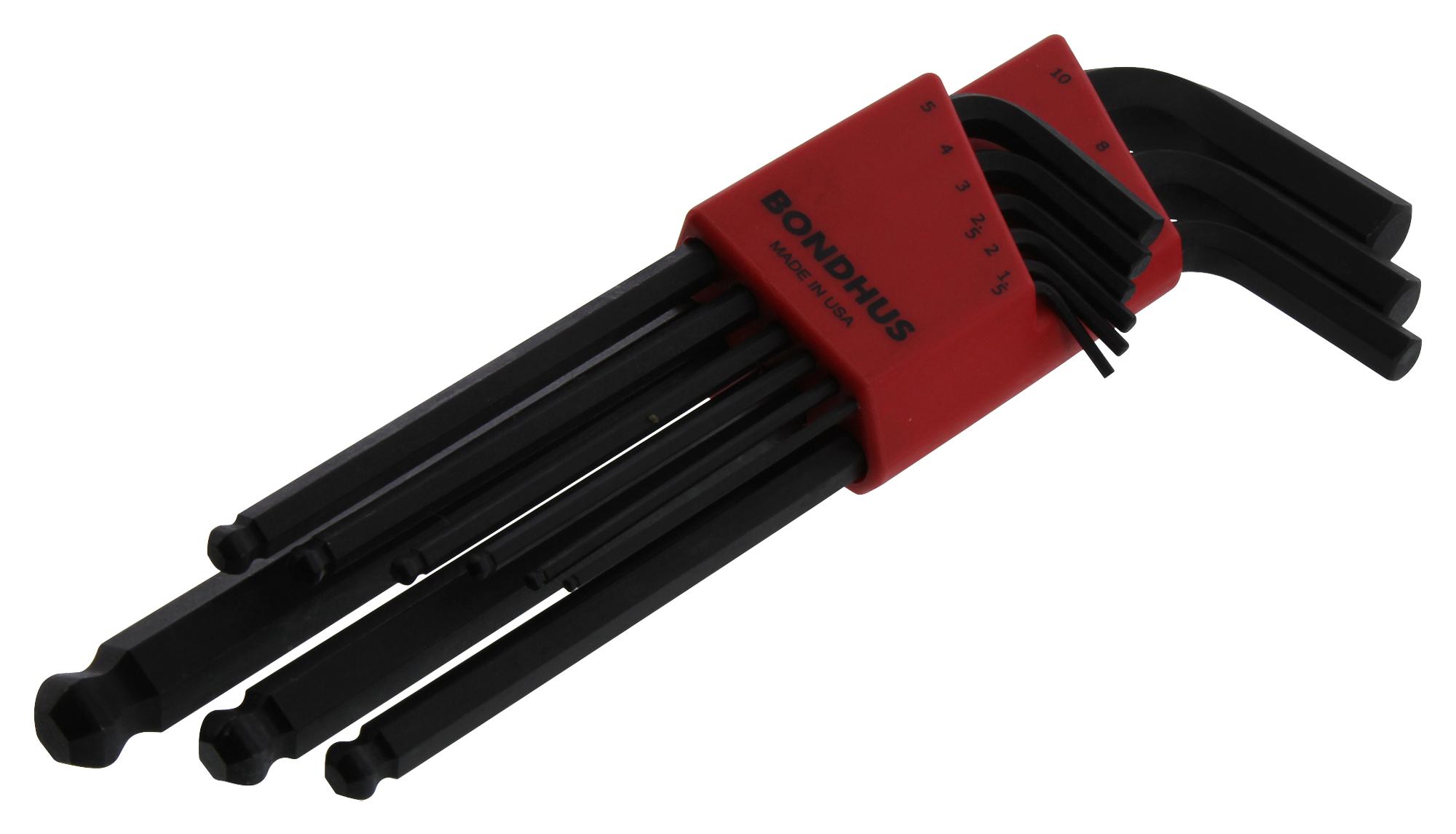 Bondhus 10999 (Blx9mm) Hex Key Set, Ball End, 9 Pieces