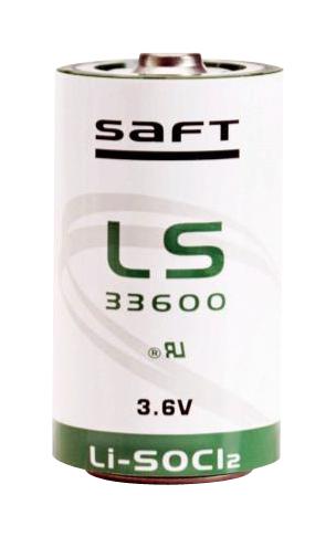 Saft Ls33600.. Battery, D, Lithium, 3.6V, 17Ah