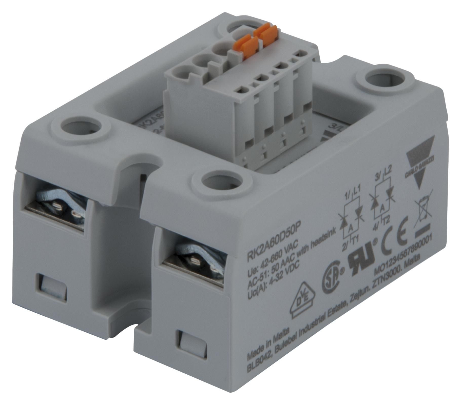 Carlo Gavazzi Rk2A60D50P Solid State Relay, 50A, 32Vdc, Panel