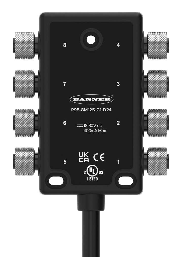 Banner Engineering R95-8M125-C1-D24 I/o Junction Block, 1M Cable-5P M12 Connector