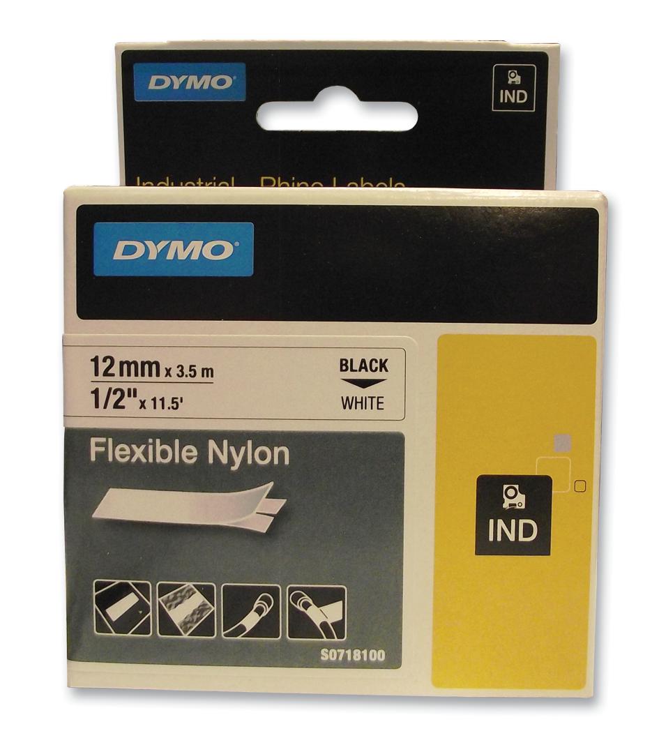 Dymo 18488 Tape, Nylon, White, 12mm X 3.5M