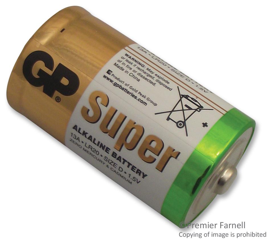 Gp Batteries Gp13A-20 Battery, Alkaline, D, Pk20