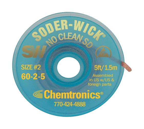 Chemtronics 6025 Desoldering Braid, 1.524M, 1.52mm