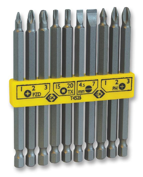 Ck Tools T4525 Hexagon Bit Set, Long Reach, 1/4, 10Pc