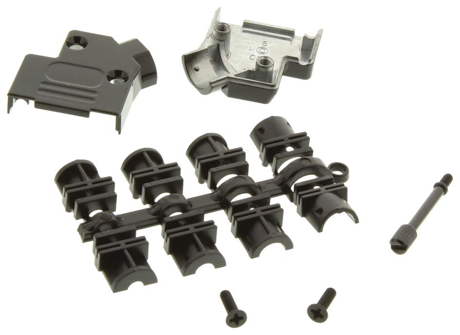 MH Connectors Mhd45Zk-9-Bk-K Backshell, D, Black, 45Dg, 9Way