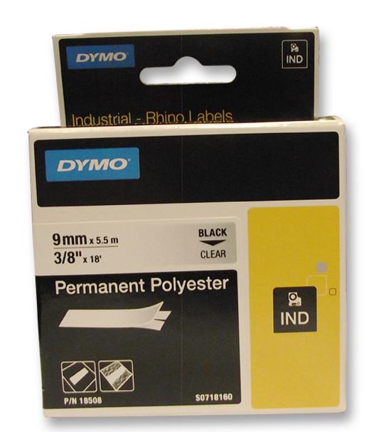 Dymo 18508-R1 Tape, Clear, Polyester, 9mm X 7M