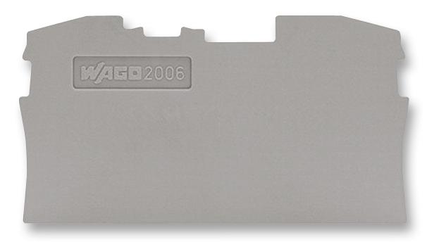 WAGO 2006-1291 End Plate, For 2 Cond Tb, Grey