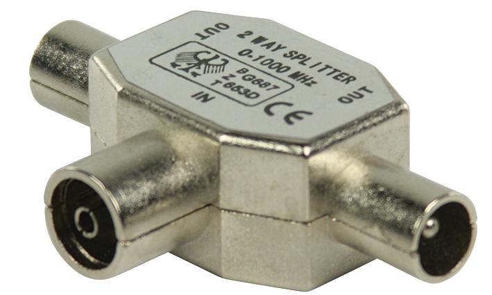 Valueline Csgp40950Me Splitter Coax Skt- 2X Coax Plug Metal