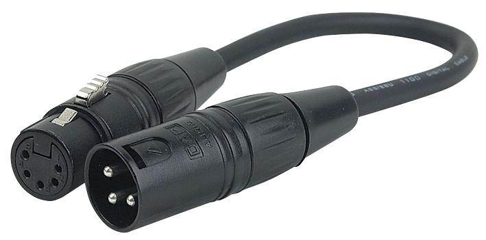 Showtec Fla37 Xlr Adaptor Lead, 3P Plug To 5P Skt