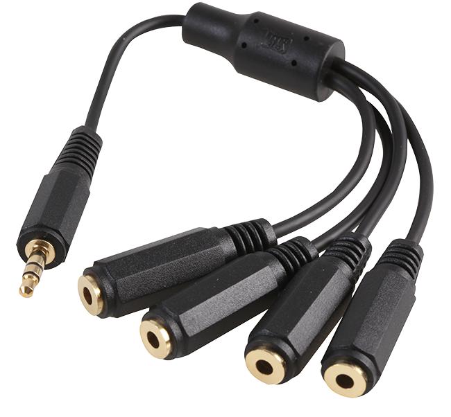 Pro Signal Psg03885 Adaptor Lead, 3.5mm Stereo Jack, 1 To 4