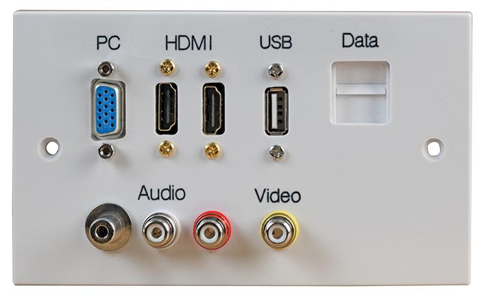 Pro Signal Pelr0107 Wallplate, 2G, Hdmi/vga/usb A/av/rj45