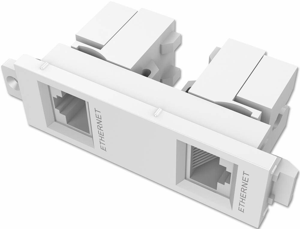 Vision Av Tc3 2Rj45 Wall Plate, Twin Rj45 Module