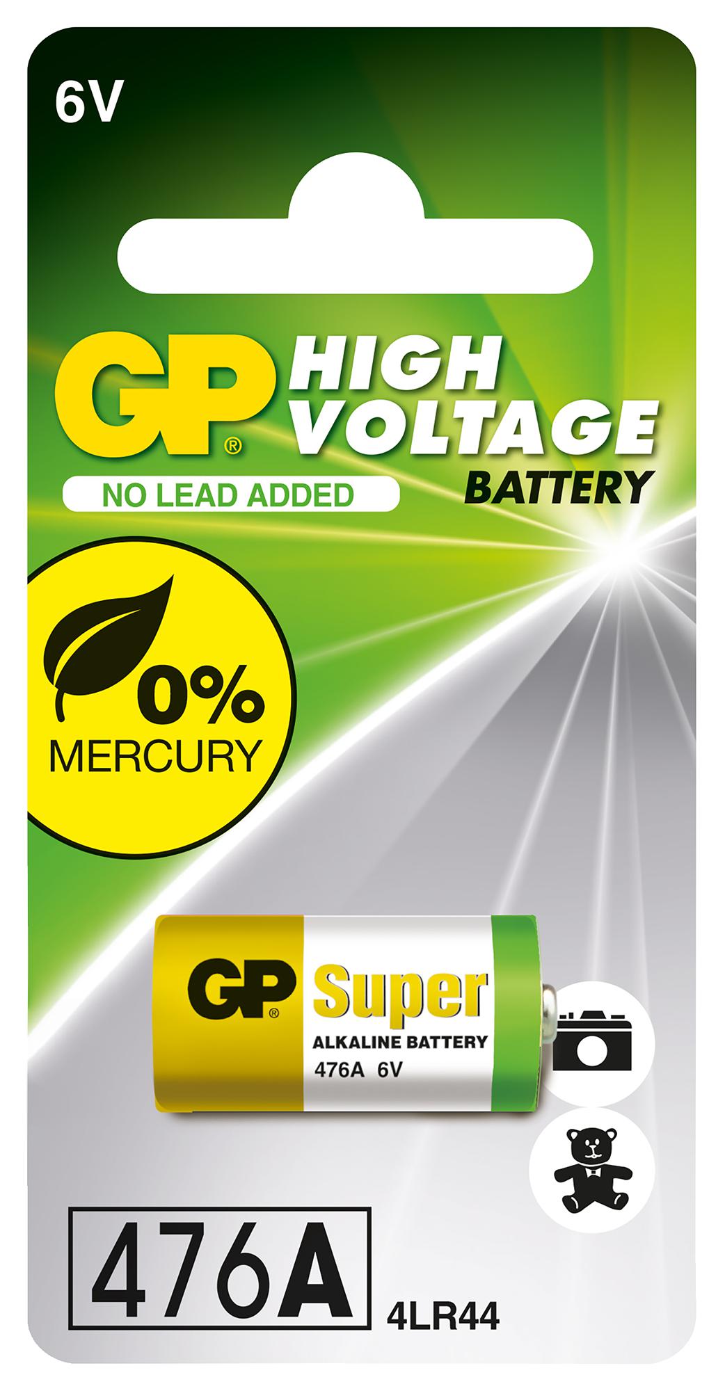 Gp Batteries Gppba47Af001 Battery, Alkaline, 6V, 105Mah