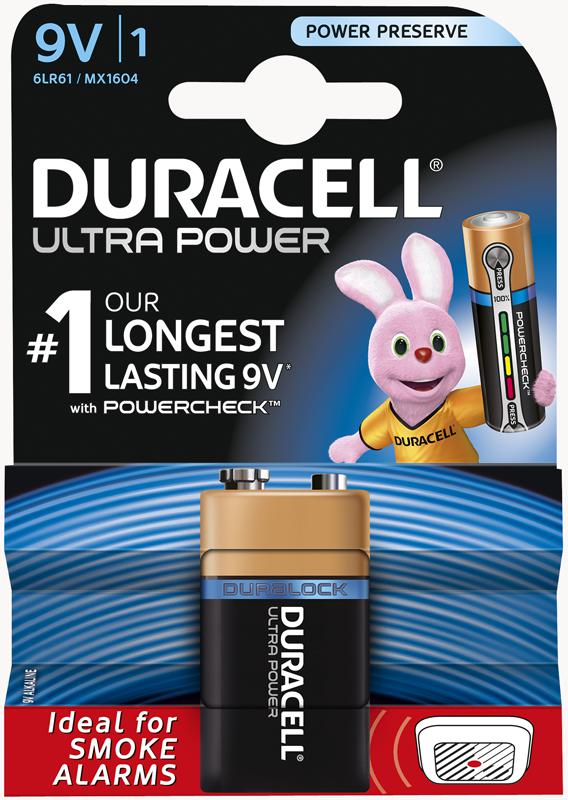 Duracell 5000394002951 Battery, Alkaline, Ultra, Pp3, Pk 1