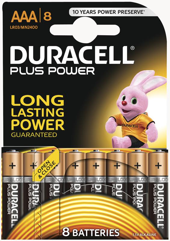 Duracell 5000394018549 Battery, Alkaline, Plus, Aaa, Pk8