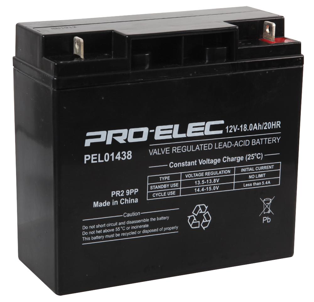 Pro Elec Pel01438 Battery,lead Acid,18Ah,12V