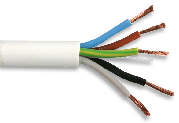 Multicomp Pro 3185Y-2.50mmwht100M Cable, Flex, 3185Y, White, 2.5mm, 100M