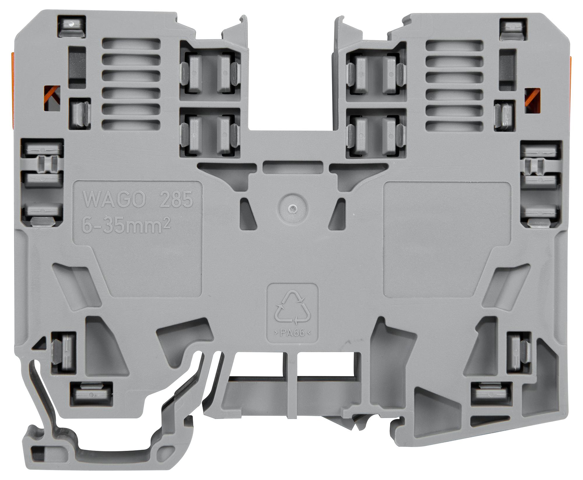 WAGO 285-135 Terminal Block, Din Rail, 2Pos, 2Awg