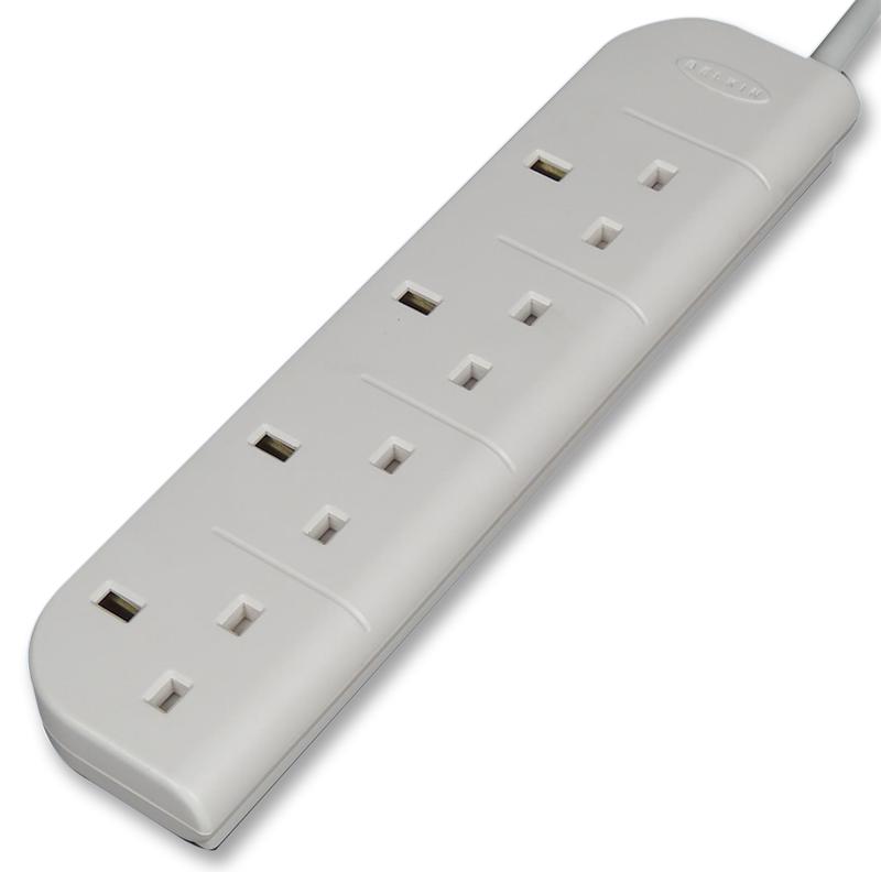 Belkin F9E400Uk3M Power Outlet Strip, 4 Outlet, 240V, 3M