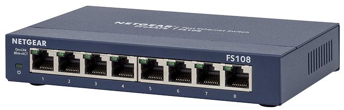 Netgear Fs108 Switch, 10/100, Netgear, 8Port, Uk Plug