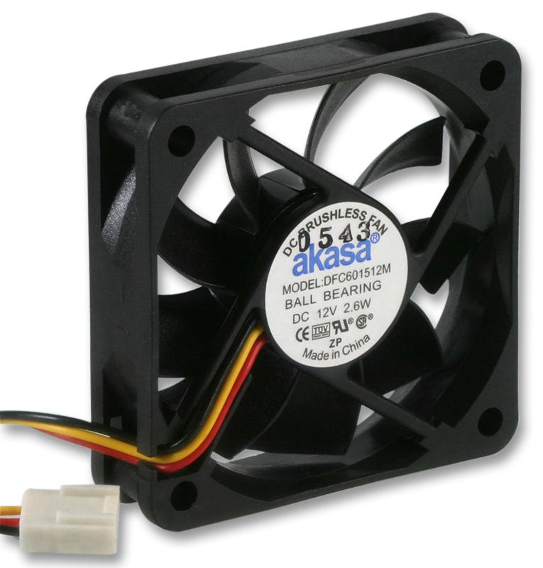 Akasa Dfc601512M Fan, Pc Case, 6Cm, 3 Pin, Sleeve, Akasa